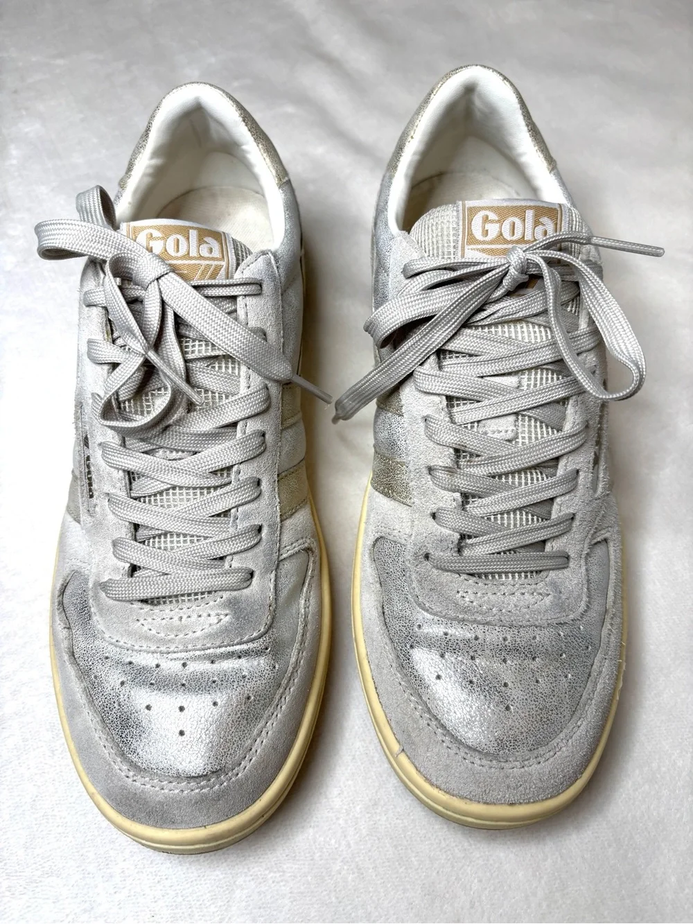 Gola Exclusive Hawk Metallic Sneakers in Silver Gold Shimmer 7.5